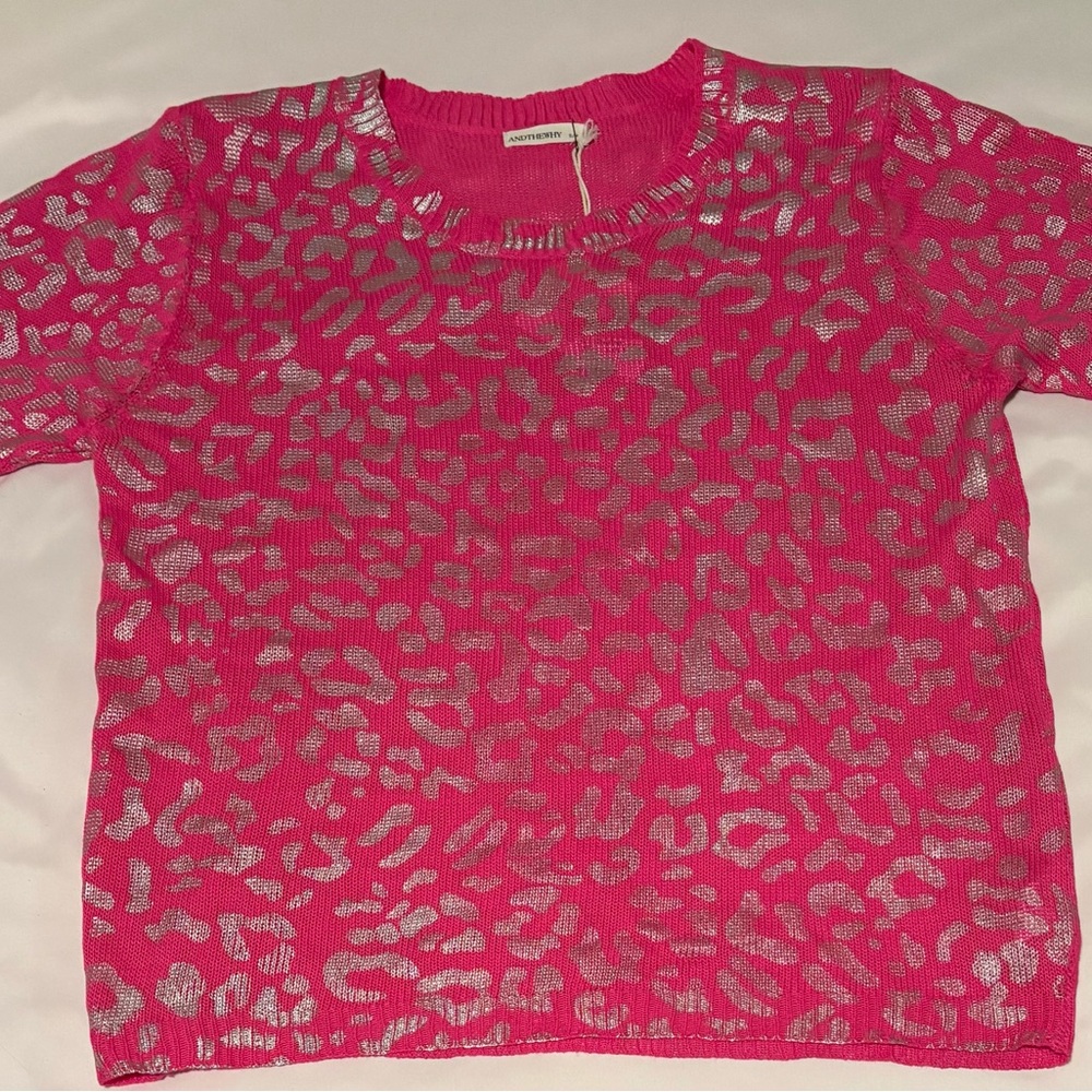 Pink Leopard Print Women's Sweater